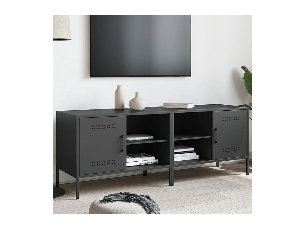 TV-kast 2 stuks zwart 68x39x50,5 cm staal