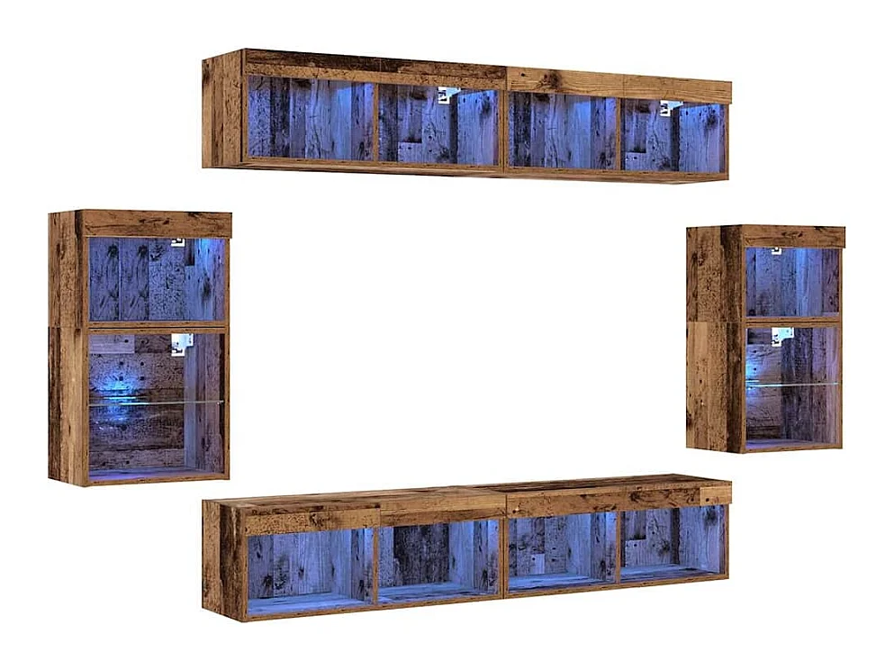 Mobiletto porta TV da 8 pezzi, legno anticato, 40 x 28,5 x 40 cm