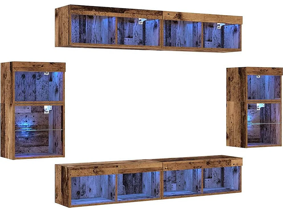 8-delig entertainmentcentrum, antiek hout, 40 x 28,5 x 40 cm