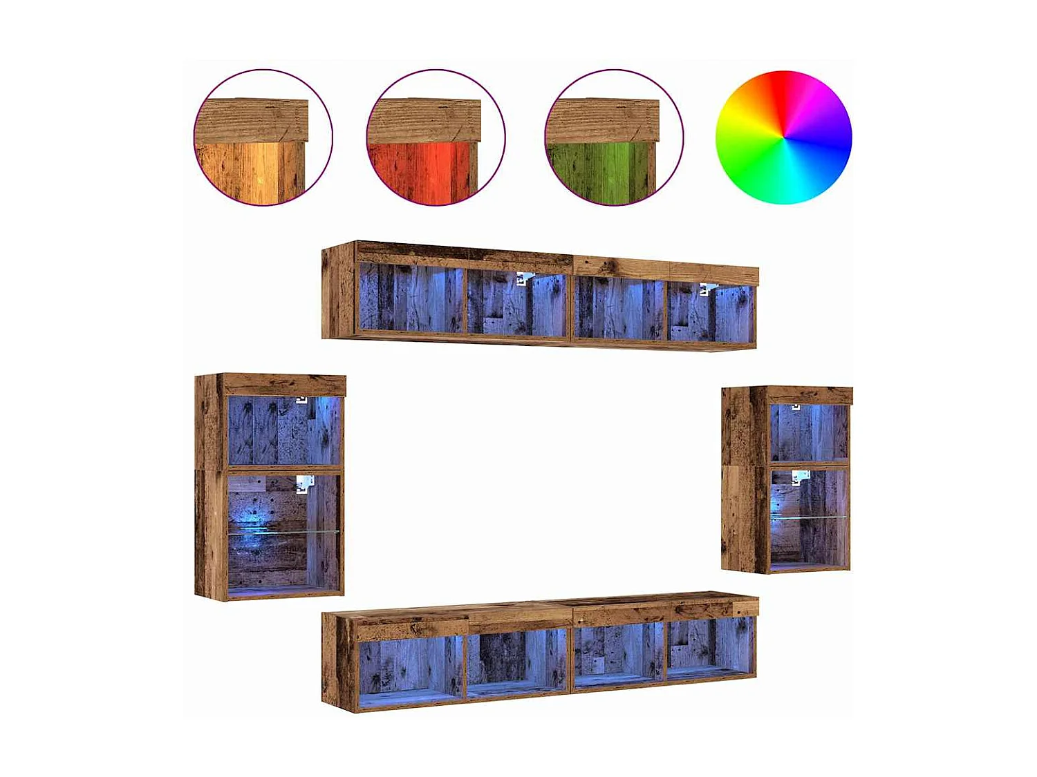 8-delig entertainmentcentrum, antiek hout, 40 x 28,5 x 40 cm