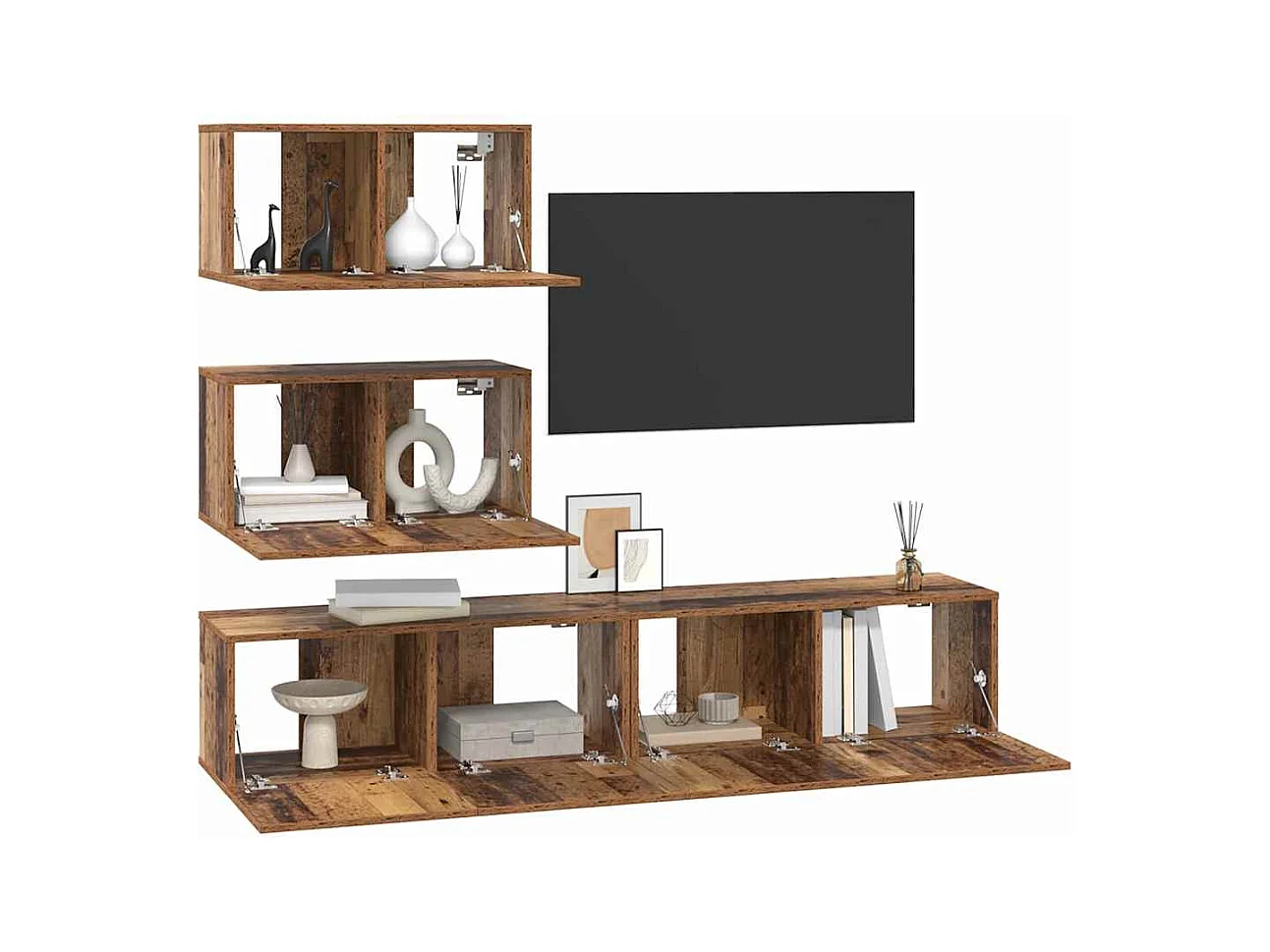 Ensemble meuble TV 4 pcs Bois ancien 80 x 30 x 30 cm