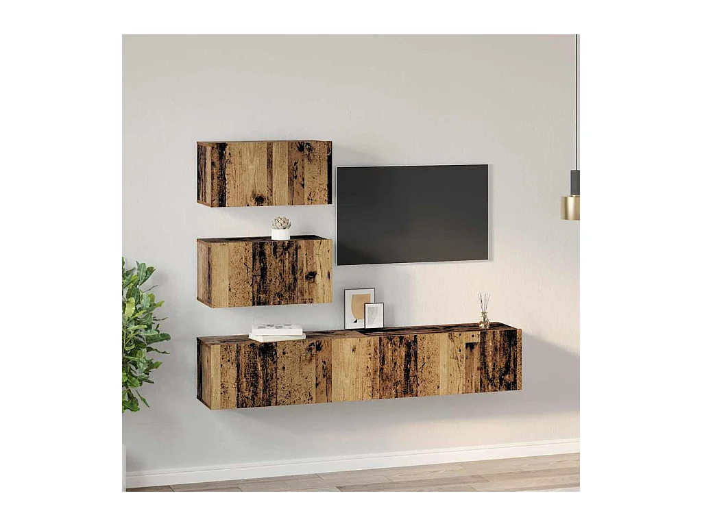 Ensemble meuble TV 4 pcs Bois ancien 80 x 30 x 30 cm