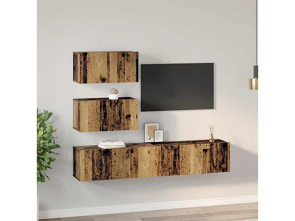 Ensemble meuble TV 4 pcs Bois ancien 80 x 30 x 30 cm