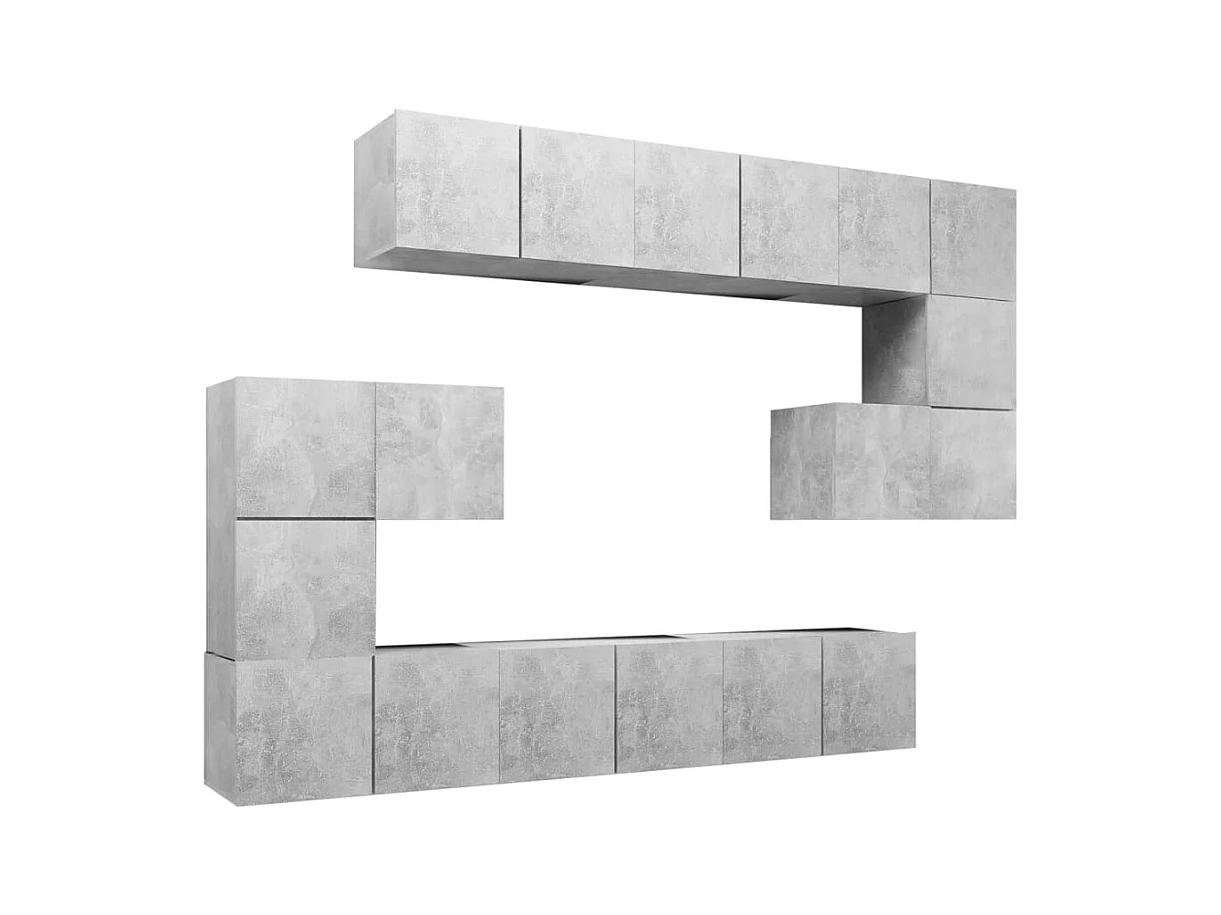 Set di mobili TV da 10 pezzi in legno ingegnerizzato grigio cemento