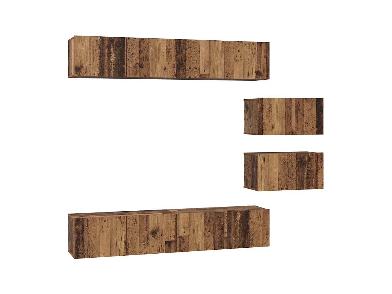 Ensemble de meubles TV Montage mural 6 pcs Bois ancien Moyen