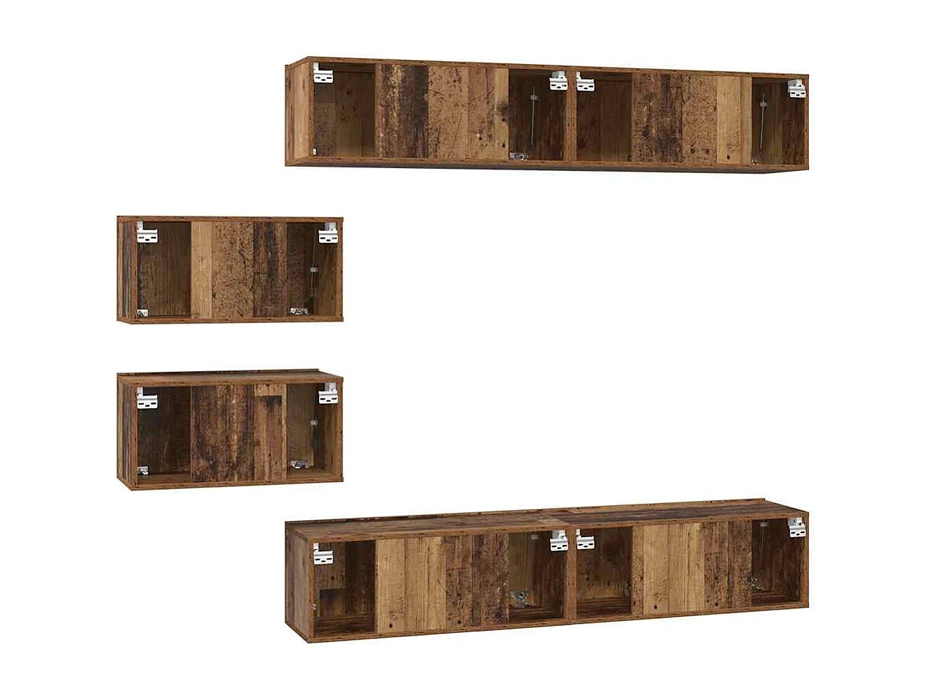 Ensemble de meubles TV Montage mural 6 pcs Bois ancien Moyen