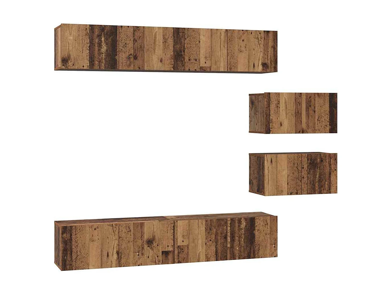 Ensemble de meubles TV Montage mural 6 pcs Bois ancien Moyen