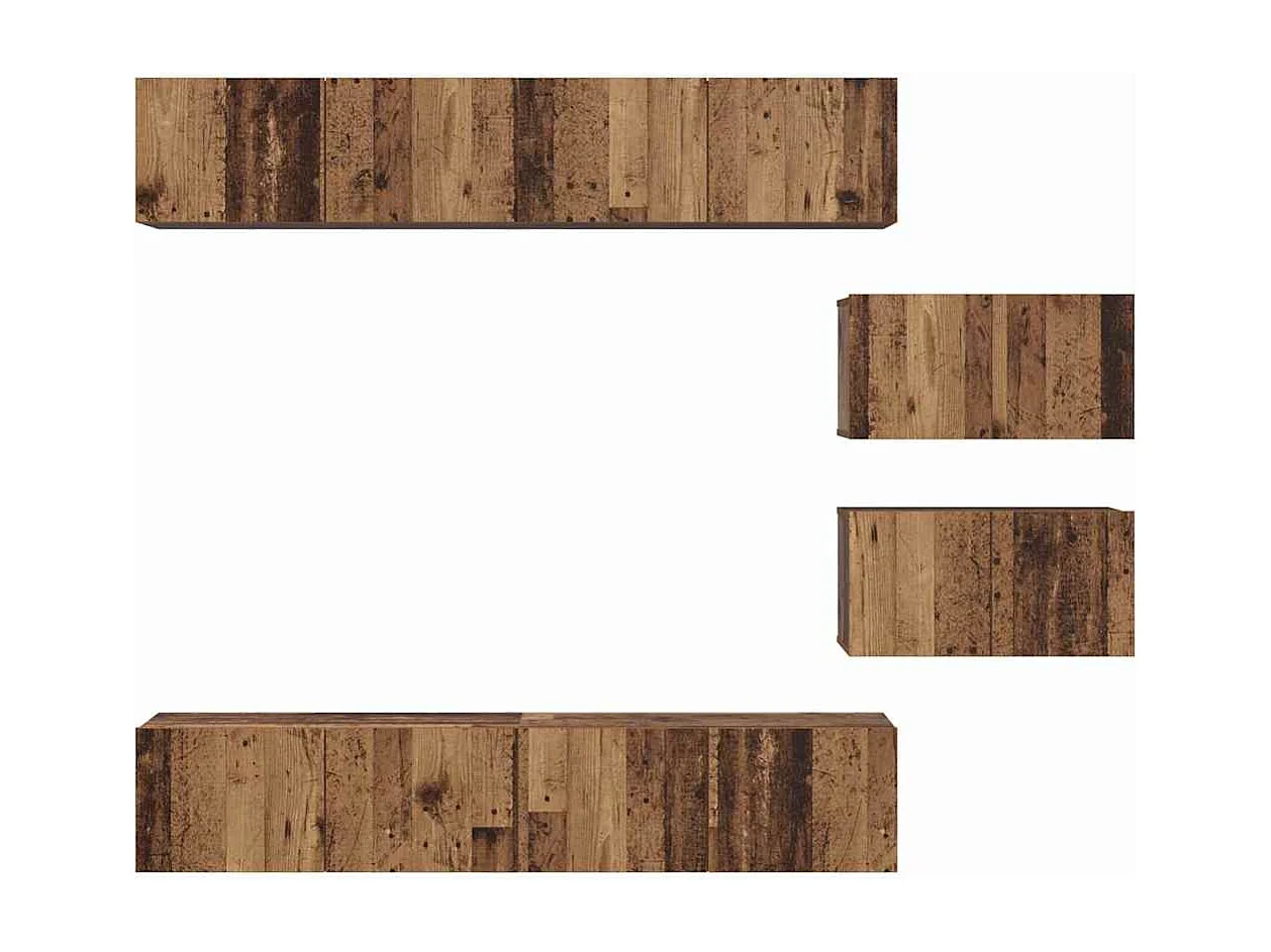 Ensemble de meubles TV Montage mural 6 pcs Bois ancien Moyen