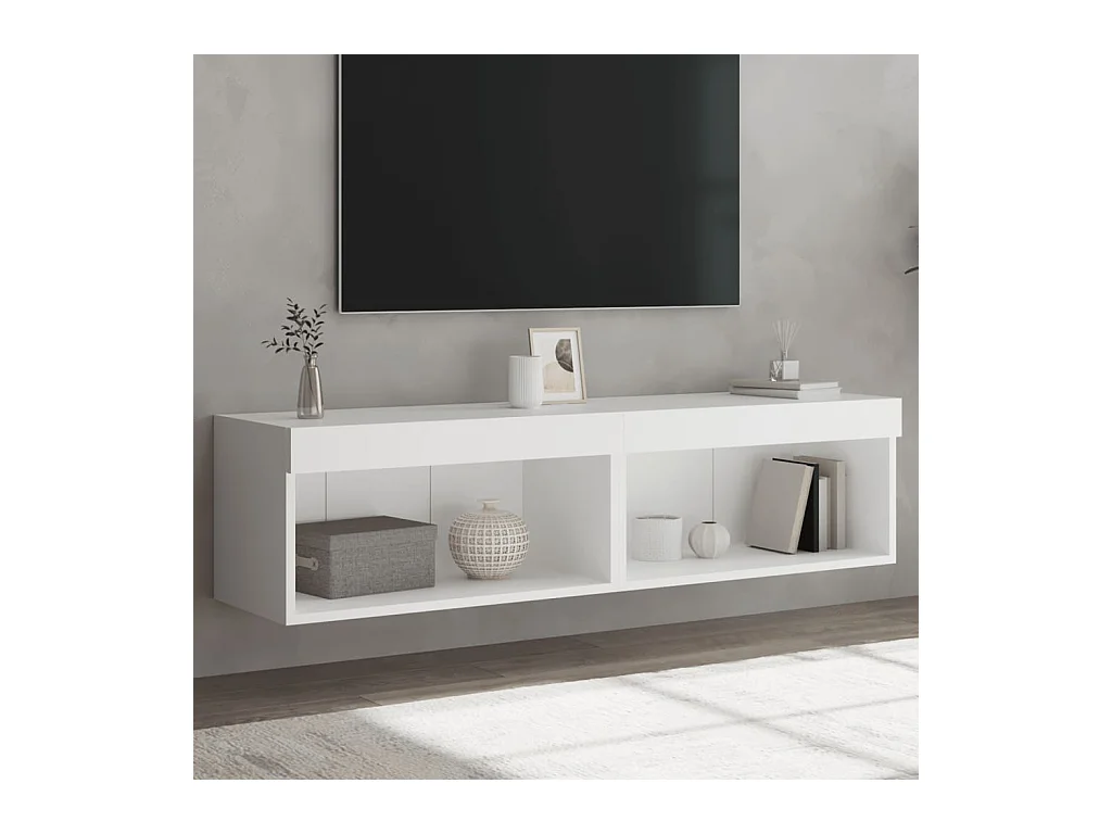 TV-kasten met LED-verlichting 2 stuks wit 60x30x30 cm