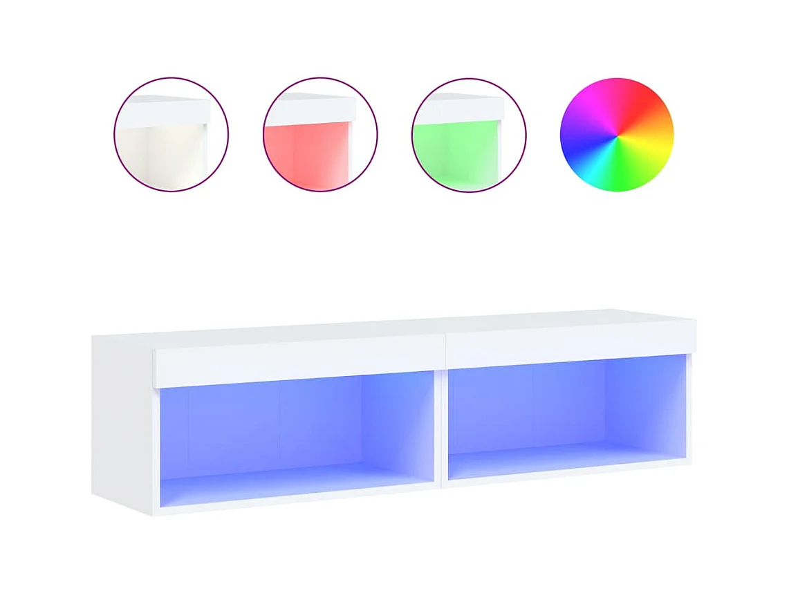 TV-kasten met LED-verlichting 2 stuks wit 60x30x30 cm