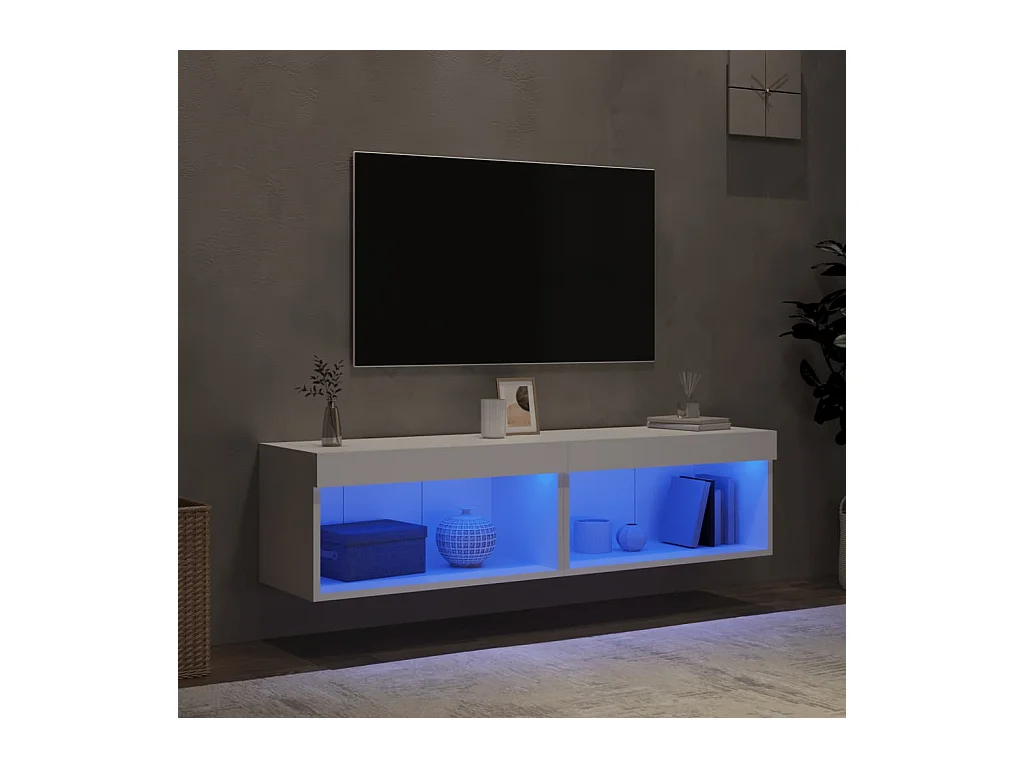 TV-kasten met LED-verlichting 2 stuks wit 60x30x30 cm