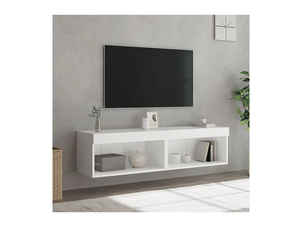 TV-kasten met LED-verlichting 2 stuks wit 60x30x30 cm