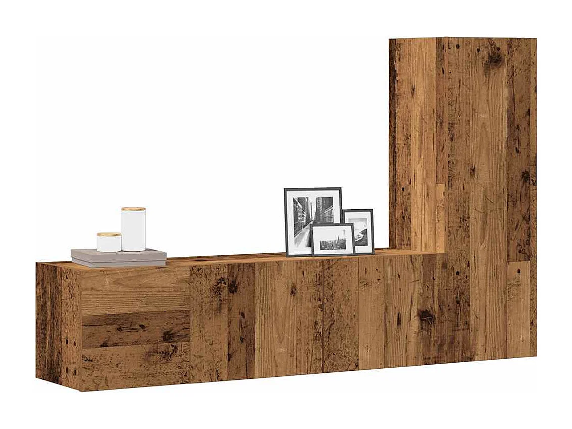 Meubles TV muraux 3 pcs vieux bois bois d'ingénierie