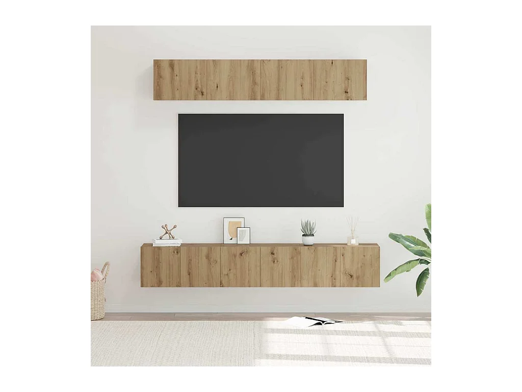 Ensemble de meubles TV Montage mural 5 pcs chêne artisanal