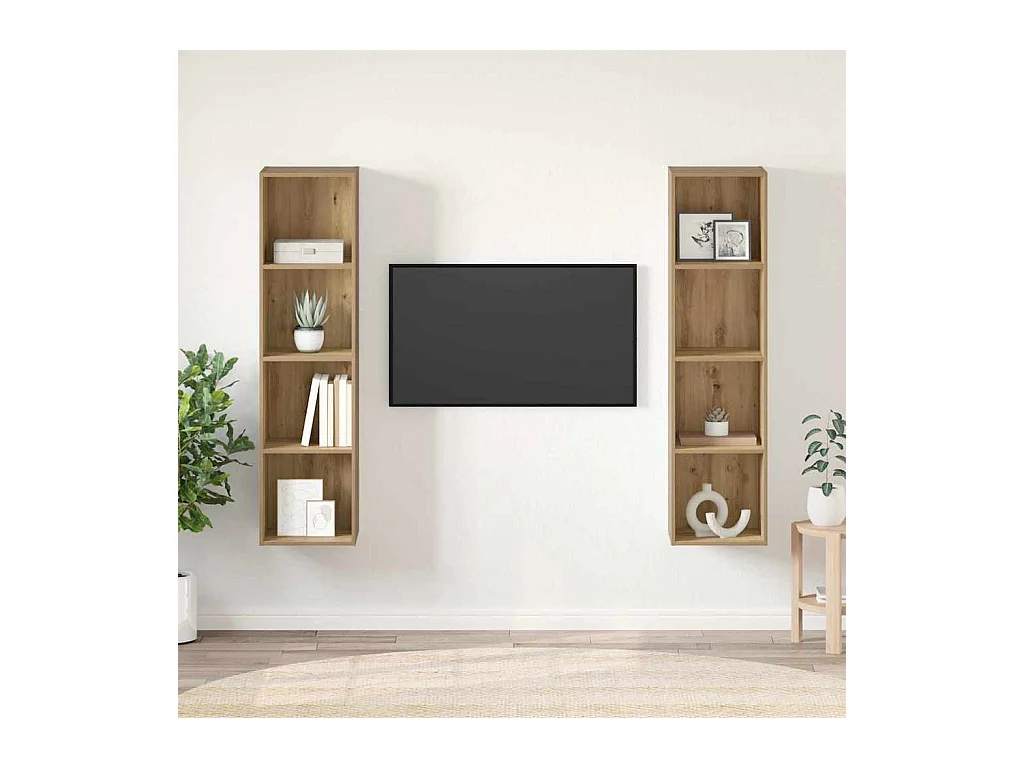Meuble TV 2 pcs Marron 37 x 37 x 142.5 cm Bois d'ingénierie