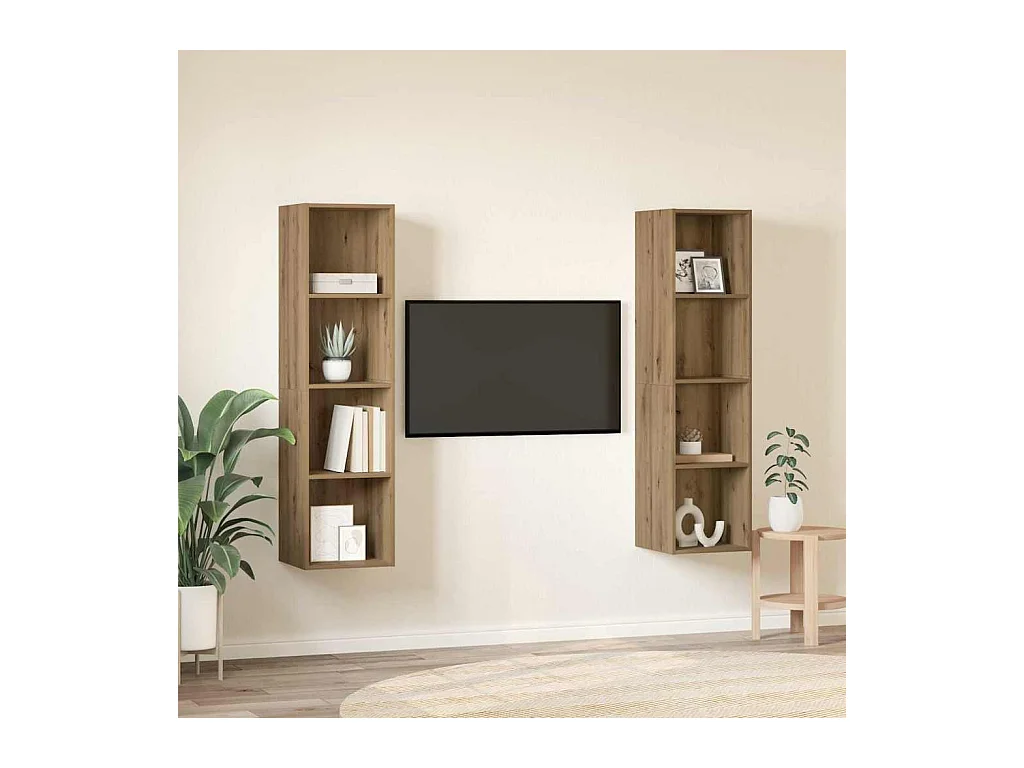 Meuble TV 2 pcs Marron 37 x 37 x 142.5 cm Bois d'ingénierie