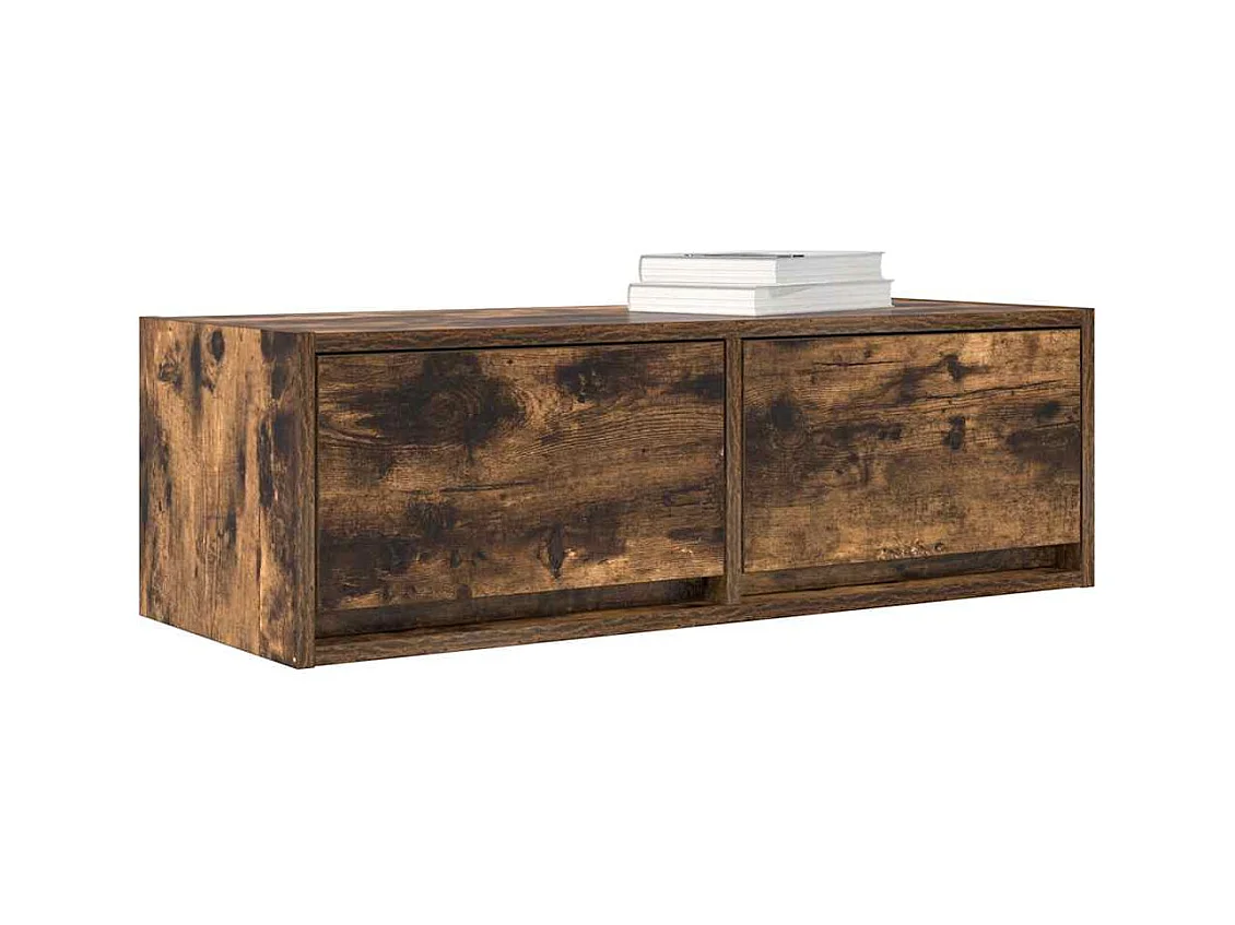 Mueble de TV 2 piezas roble ahumado 80x31x25,5 cm madera de ingeniería