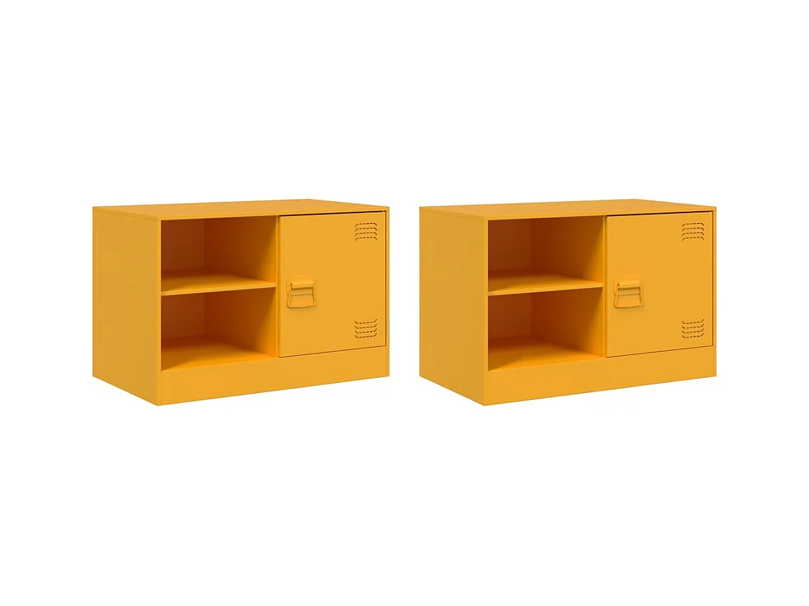 Mobile TV 2 pezzi giallo senape 67x39x44 cm acciaio