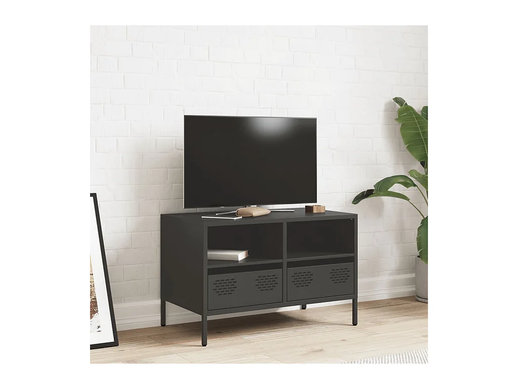 Meuble TV noir 68x39x43,5 cm acier laminé à froid