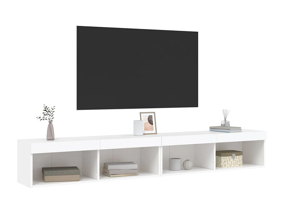 Meubles TV avec lumières LED 2 pcs blanc 100x30x30 cm
