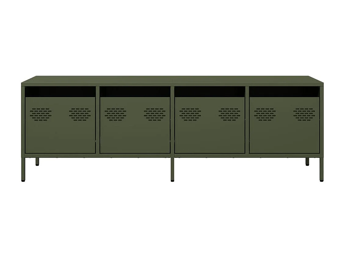 Meuble TV vert olive 135x39x43,5 cm acier laminé à froid