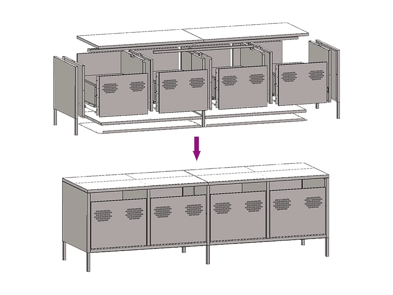 Meuble TV vert olive 135x39x43,5 cm acier laminé à froid
