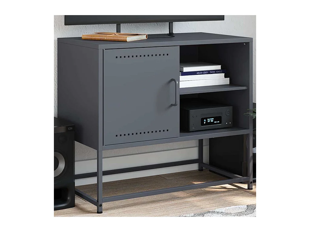 Mobile porta TV antracite 68x39x60,5 cm acciaio
