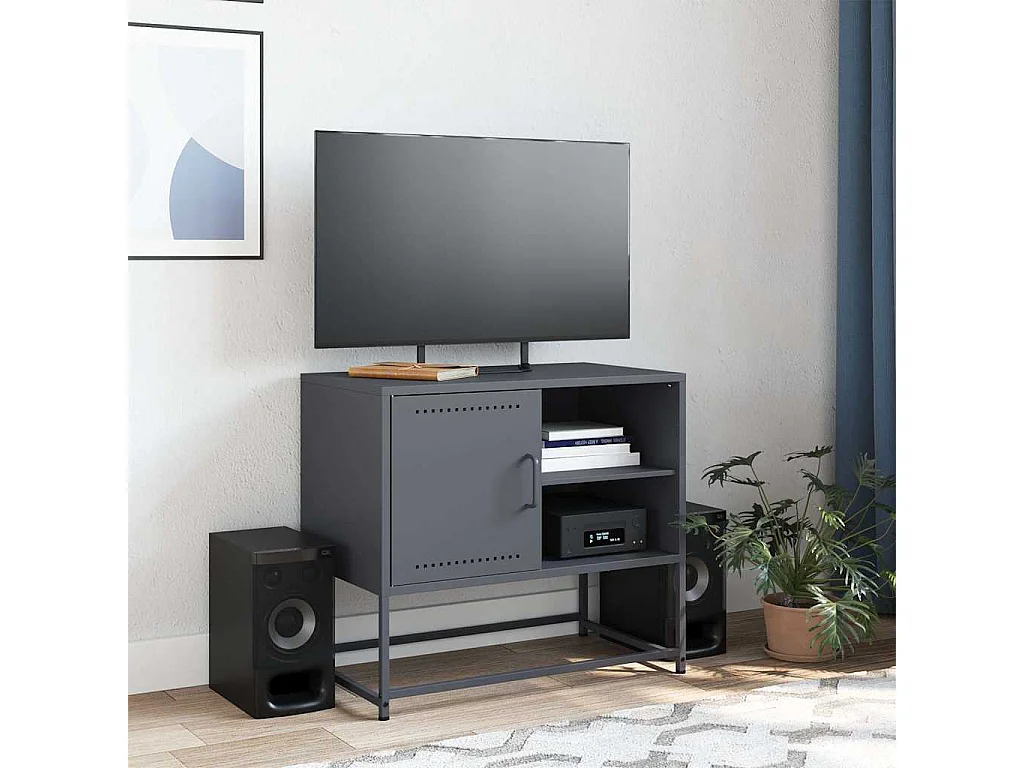 Meuble TV anthracite 68x39x60,5 cm acier