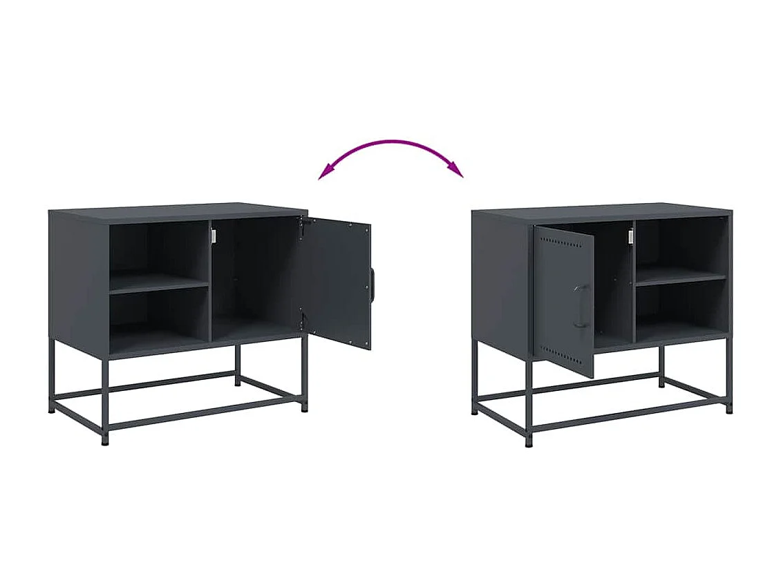 Meuble TV anthracite 68x39x60,5 cm acier