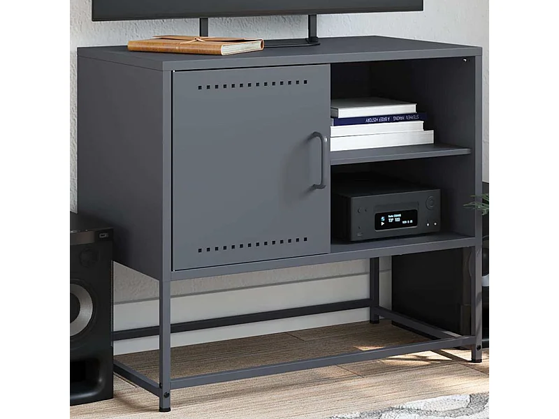 Meuble TV anthracite 68x39x60,5 cm acier