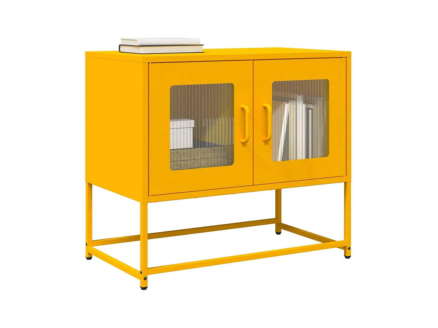 Meuble TV jaune moutarde 68x39x60,5 cm acier laminé à froid