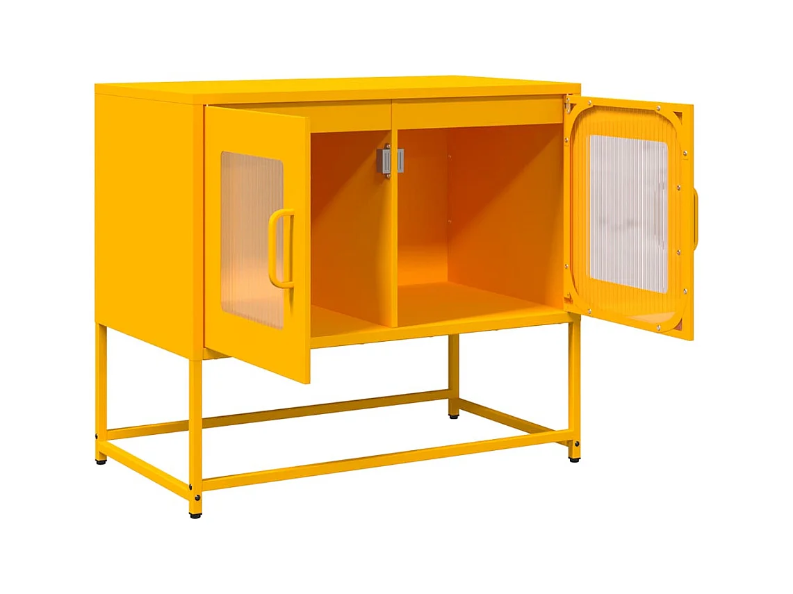 Mueble de TV amarillo mostaza 68x39x60,5 cm acero laminado en frío