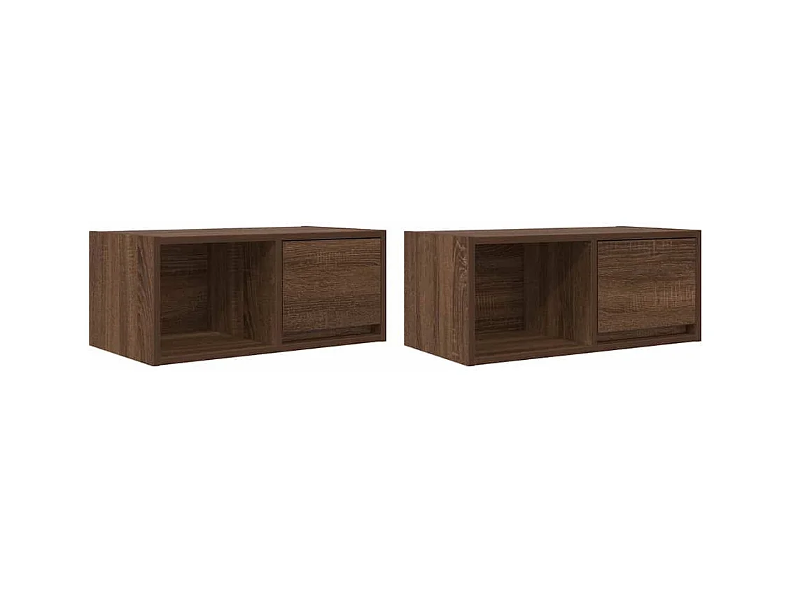 TV-kast 2 stuks eikenbruin 60x31x25,5 cm bewerkt hout