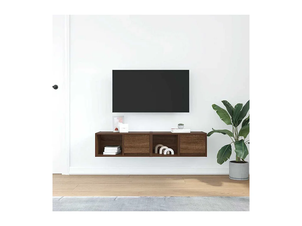 TV-kast 2 stuks eikenbruin 60x31x25,5 cm bewerkt hout