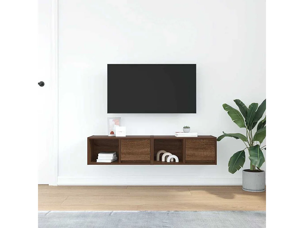 Meuble TV 2 pcs chêne marron 60x31x25,5 cm bois d'ingénierie