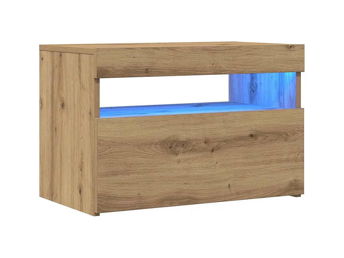 TV-kasten met LED-verlichting 2 stuks handgemaakte eiken