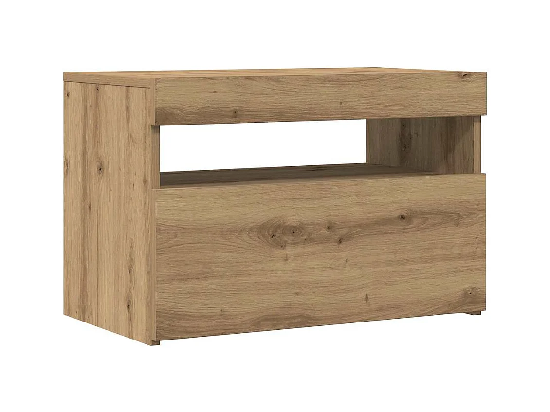 TV-kasten met LED-verlichting 2 stuks handgemaakte eiken