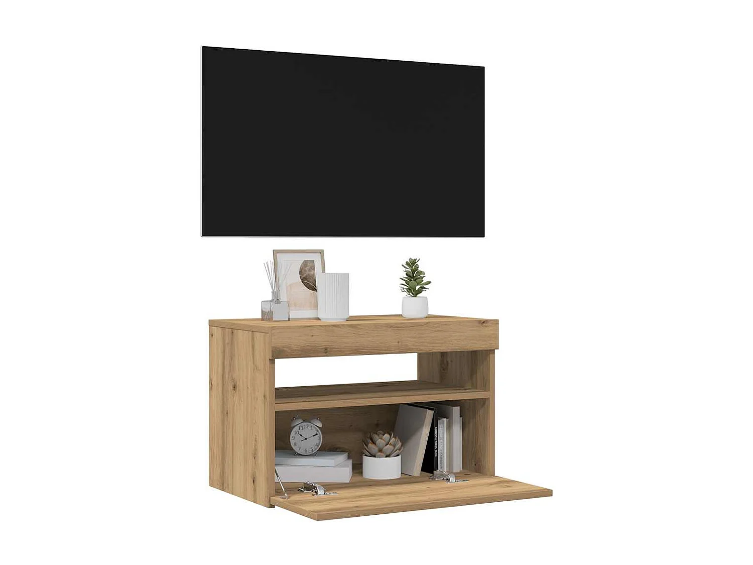 Meubles TV avec lumières LED 2 pcs chêne artisanal