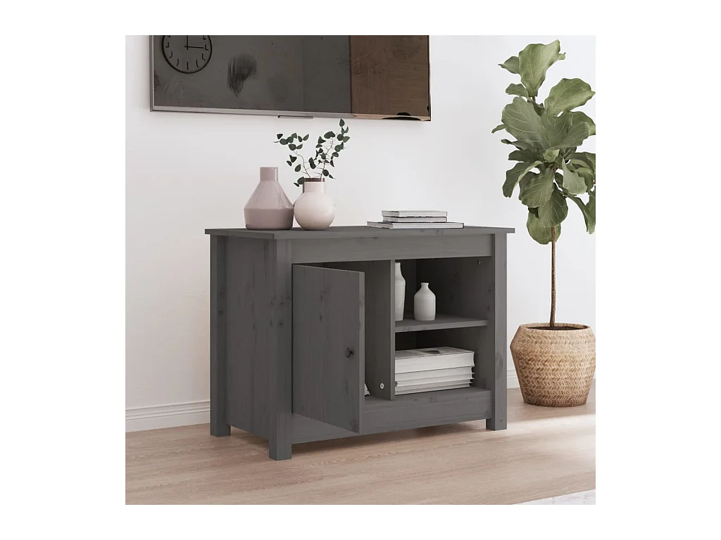 Grijze tv-kast 70x36,5x52 cm Massief grenenhout