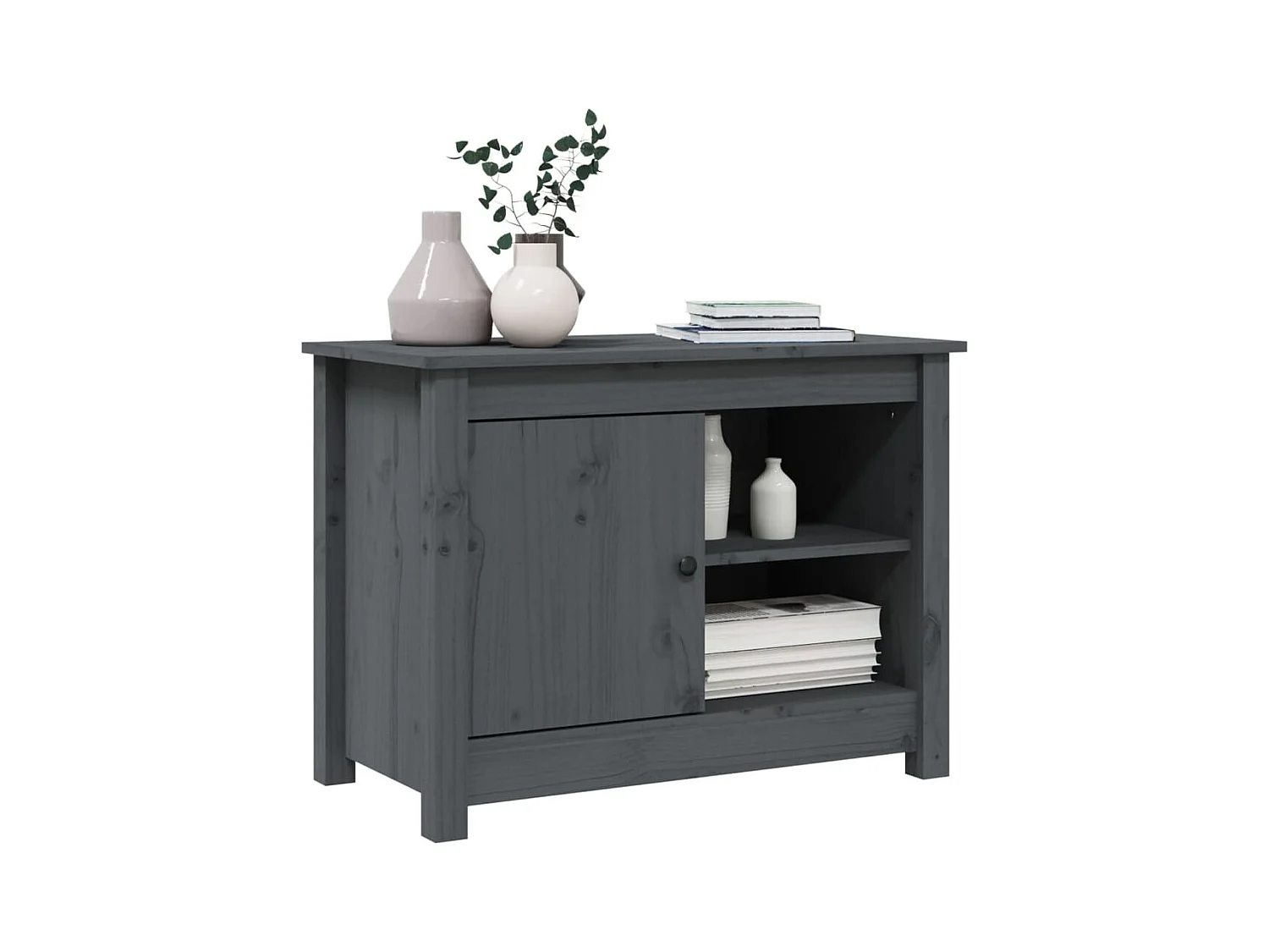 Grijze tv-kast 70x36,5x52 cm Massief grenenhout