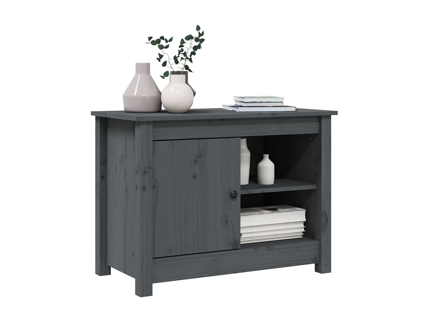 Meuble TV Gris 70x36,5x52 cm Bois de pin massif