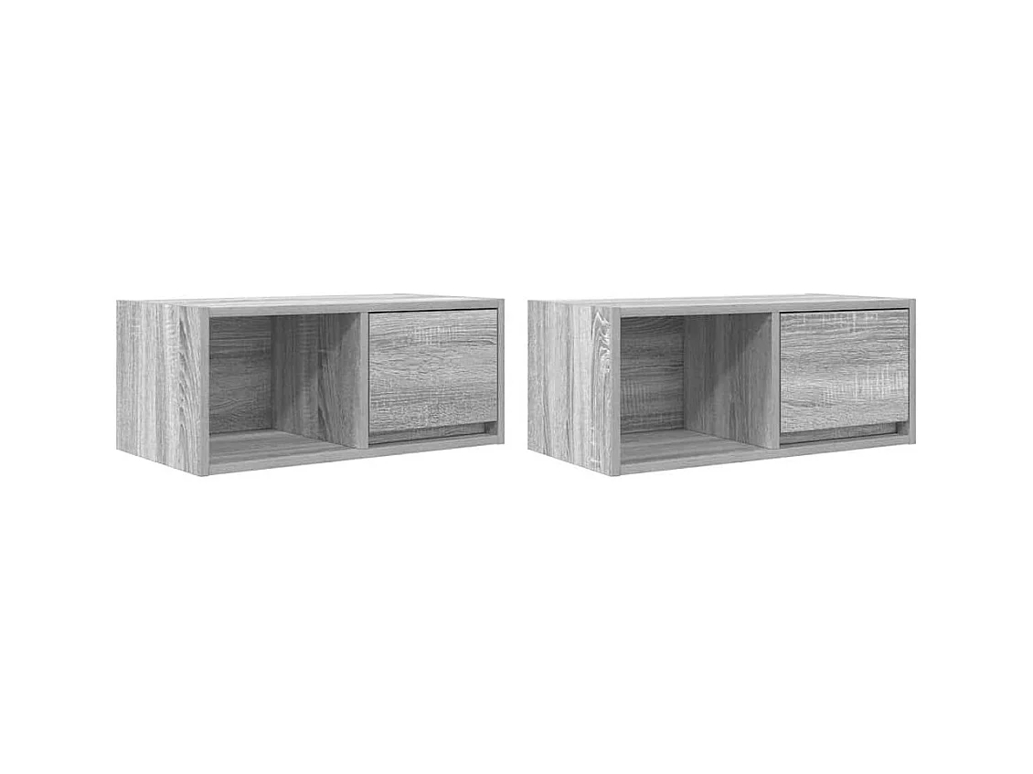 TV-kast 2 stuks Sonoma grijs 60x31x25,5 cm bewerkt hout