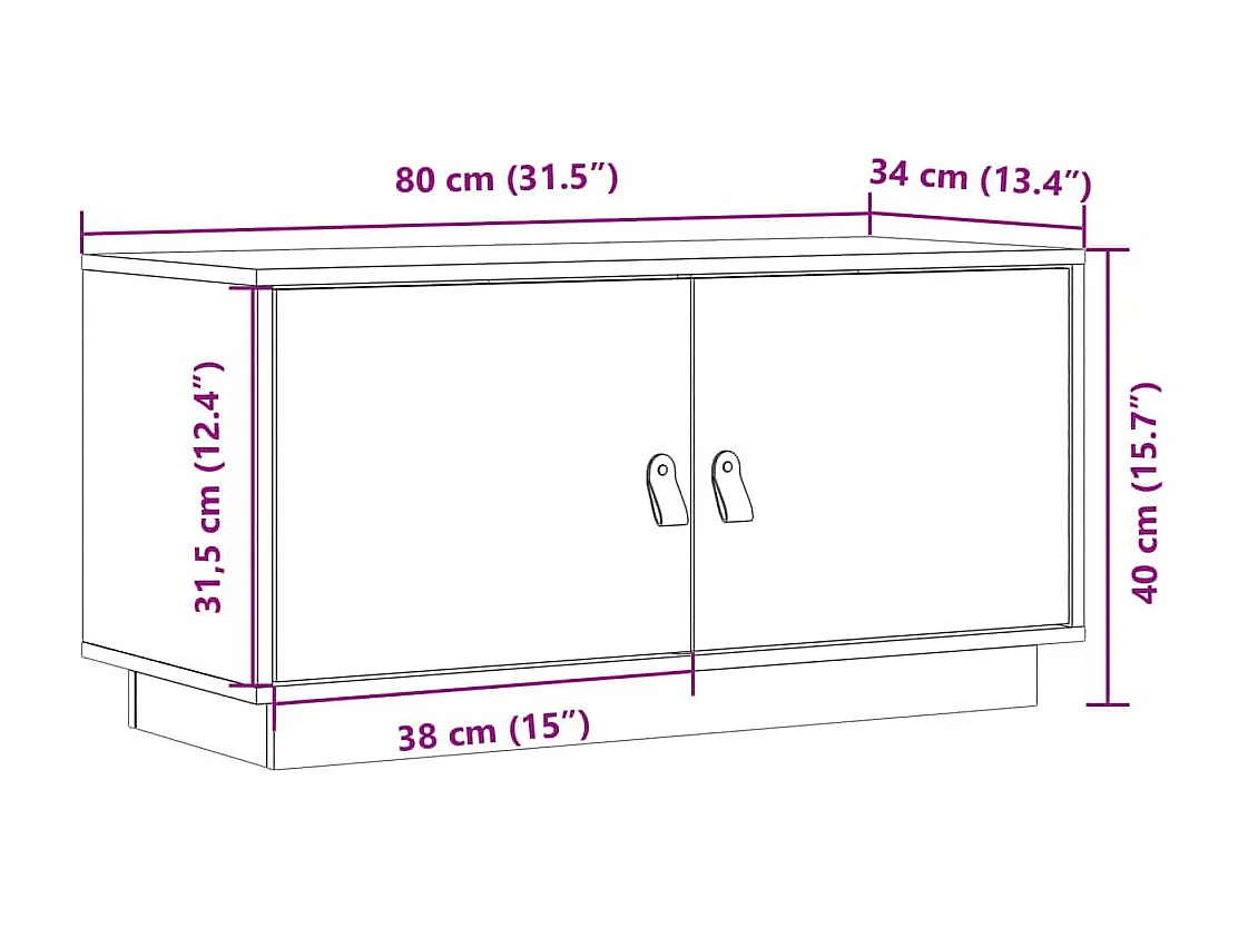 Grijze tv-kast 80x34x40 cm Massief grenenhout