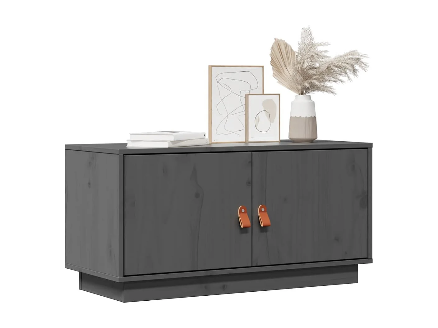 Meuble TV Gris 80x34x40 cm Bois de pin massif