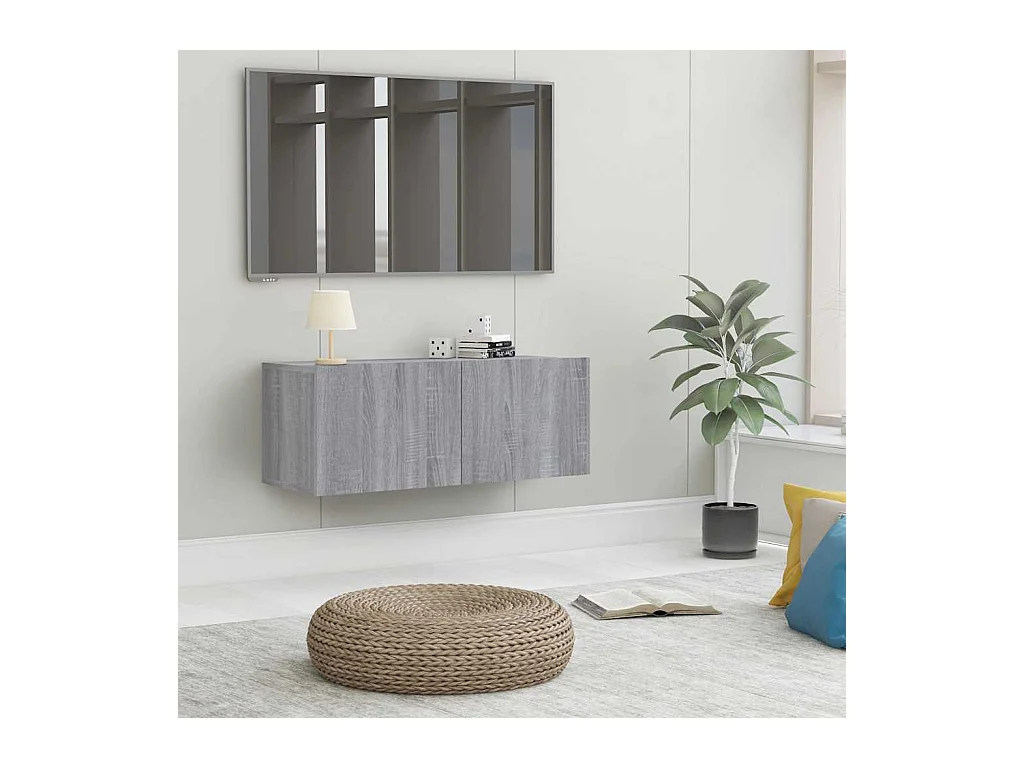 Meuble TV sonoma gris 80x30x30 cm bois d'ingénierie