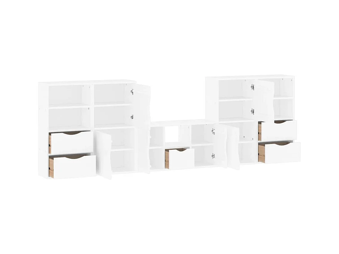 5-delige tv-kast met opbergruimte ODDA wit massief grenenhout