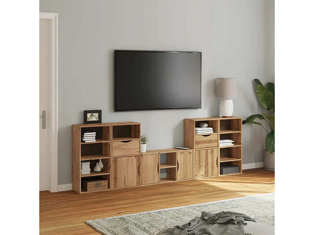 Meubles TV 5 pcs avec rangement ODDA bois de pin massif