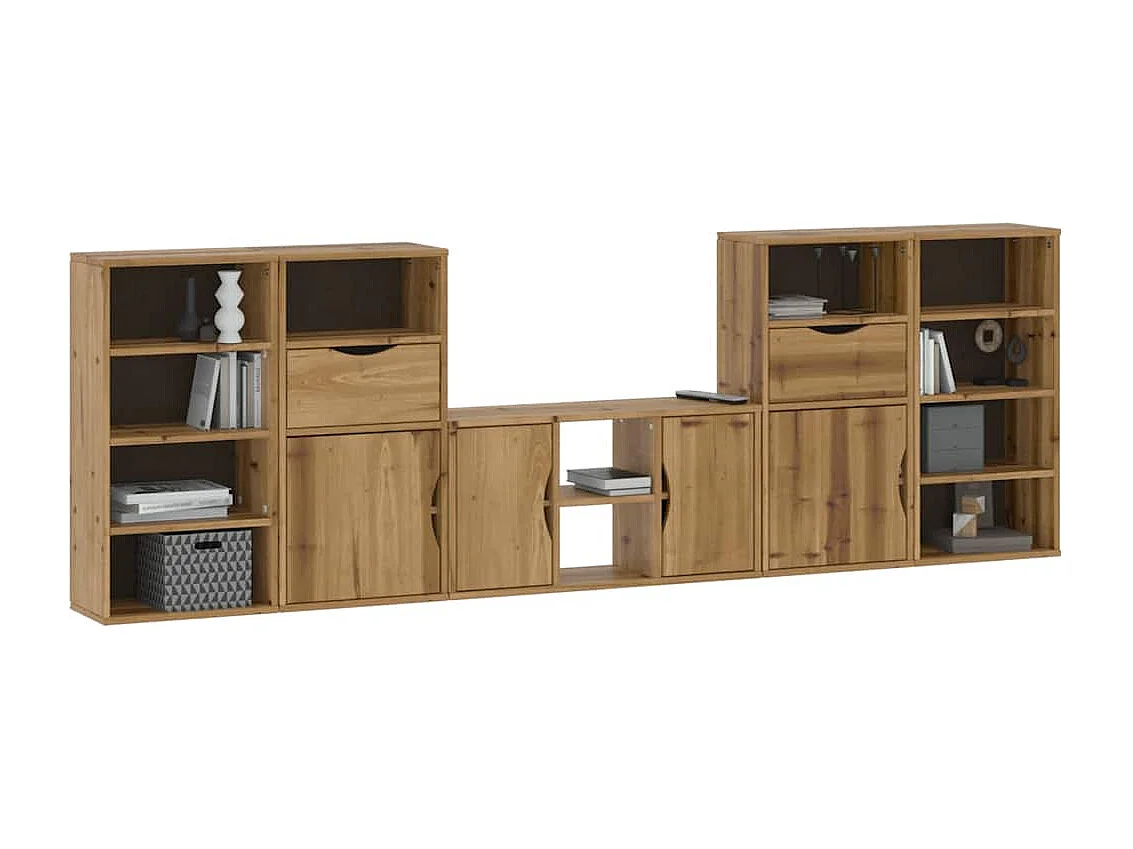 Meubles TV 5 pcs avec rangement ODDA bois de pin massif