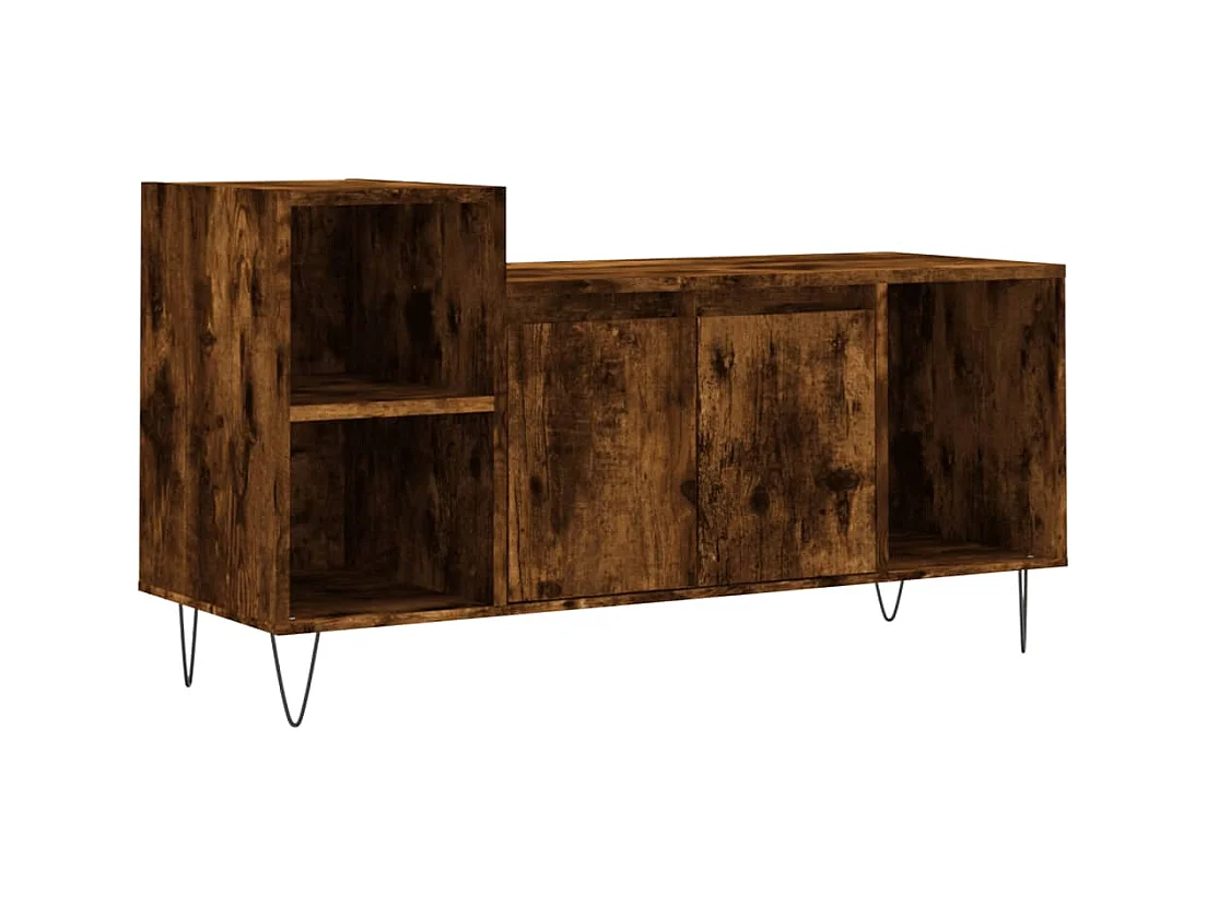 Meuble TV Chêne fumé 100x35x55 cm Bois d'ingénierie