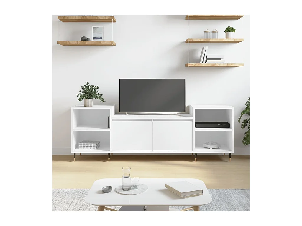 Meuble TV Blanc 160x35x55 cm Bois d'ingénierie